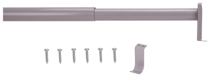 Adjustable Closet Rod 48-72 Inches Silver With Central Support