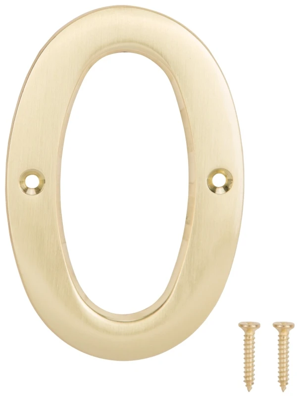 House Number 0 Satin Brass 4 Inch For Enhanced Visibility