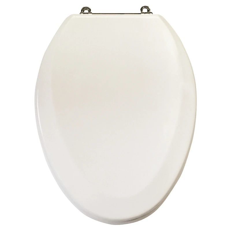 Elongated Toilet Seat 19 Inch White With Chrome Hinges