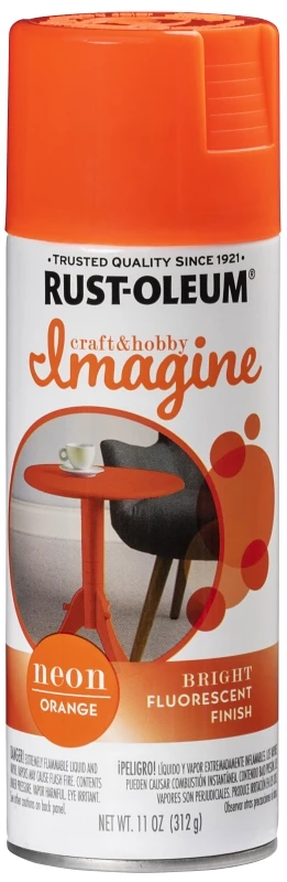 Neon Orange Spray Paint 11 Ounce - Black Light Reactive Finish