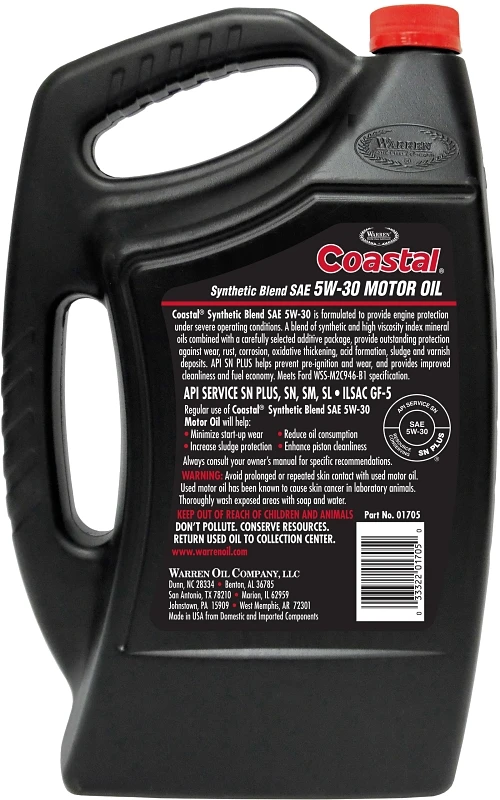 01705 Synthetic Blend Motor Oil, 5w-30, 5 Quart