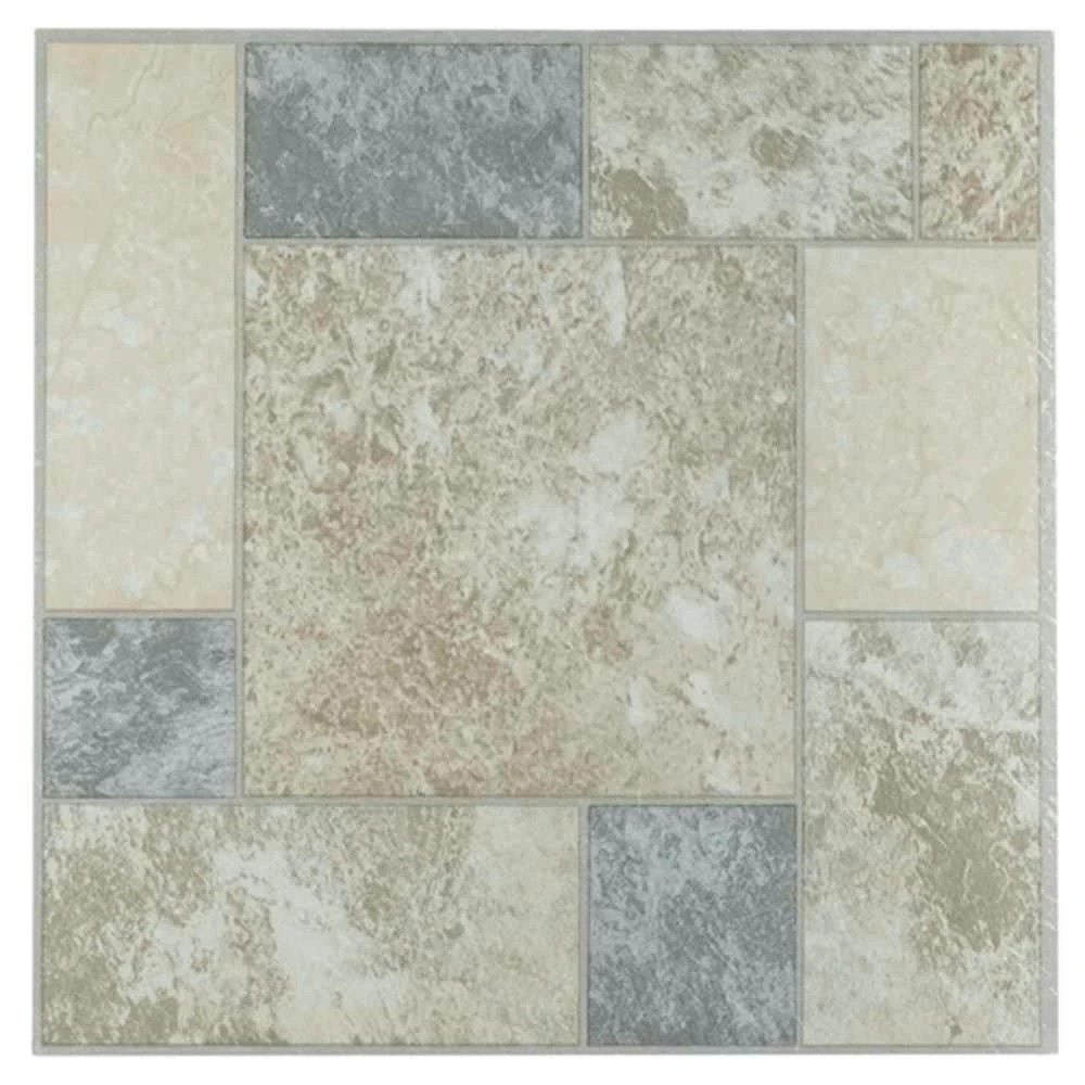 Nexus Marble 12" X 12" Peel And Stick Block Pattern Vinyl Tile - 20 Sq. Ft. Case