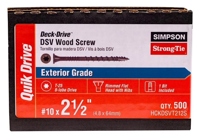Deck-drive Dsv Wood Screw No. 10 X 2-1/2" For Decking