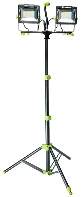 Dual-head Led Work Light With Tripod, 20000 Lumens, 120v, Model Pwld200t