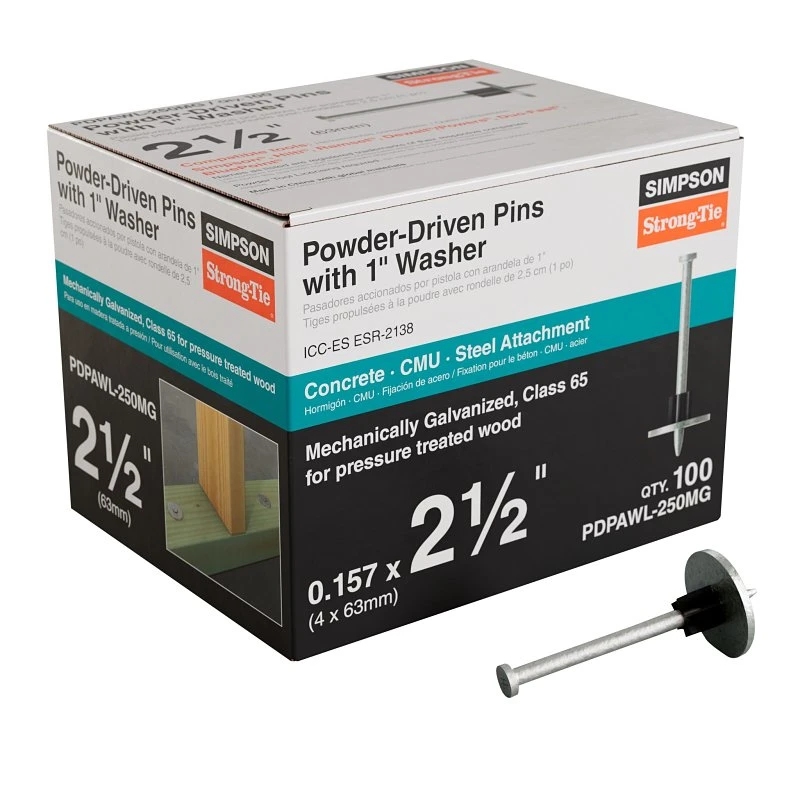 Pdpawl Galvanized Fastening Pin 2-1/2 Inch With Washer