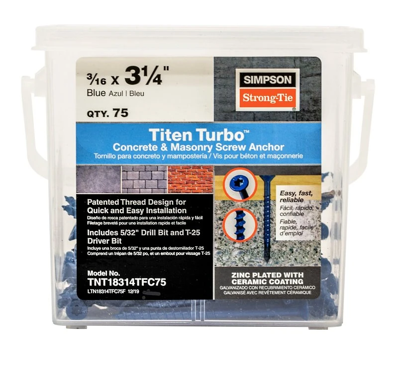 Titen Turbo Screw Anchor 3/16 X 3-1/4 Inch
