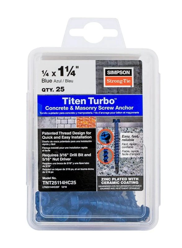Titen Turbo Screw Anchor 1/4" X 1-1/4" Hex Head