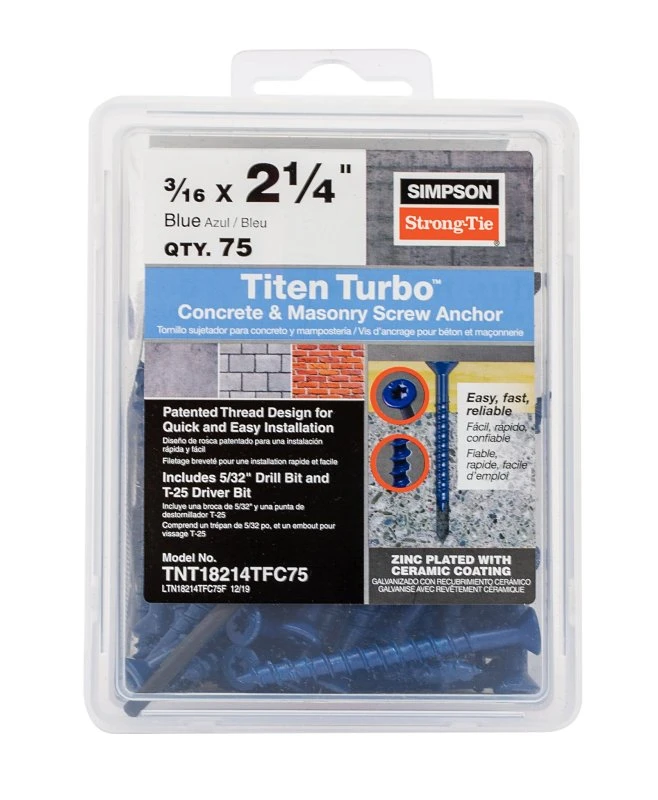 Titen Turbo Screw Anchor 3/16 X 2-1/4 Inches
