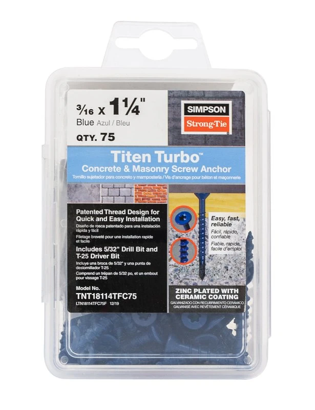 Titen Turbo Screw Anchor 3/16 X 1-1/4 Inch