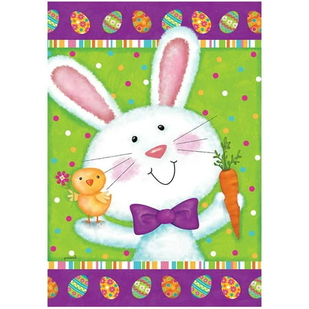 Garden Flag - Bowtie Bunny Design For Outdoor Decoration