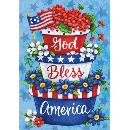Patriotic Planter God Bless America - 12 X 18 Inches, Double Sided Flag