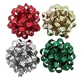 Adhesive Starburst Bows, 4-count, Metallic Finish