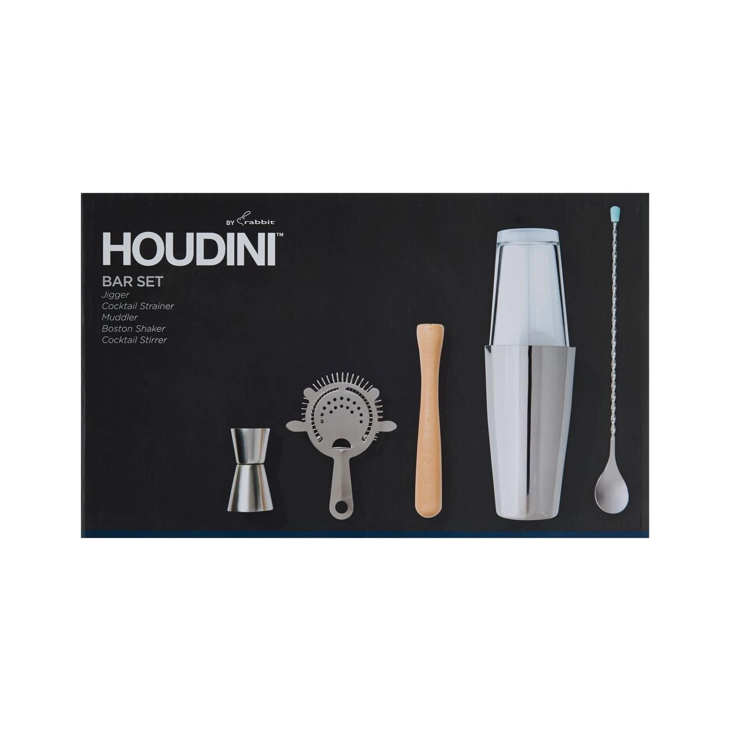 Assorted Stainless Steel Bar Tool Set - 6 Piece Cocktail Mixing Kit