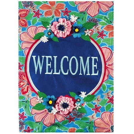 Evergreen Linen Garden Flag - Flower Garden Design, 12 X 18 Inches