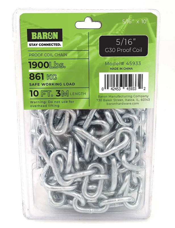 Chain Coil, 5/16 Inch X 10 Feet, Zinc Plated