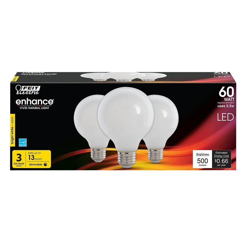 60 Watt Equivalent Led Filament Light Bulb, Soft White, Dimmable, 3000k