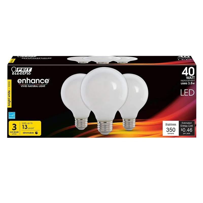 G25 Led Filament Light Bulb 40 Watt Equivalent 3000k Bright White
