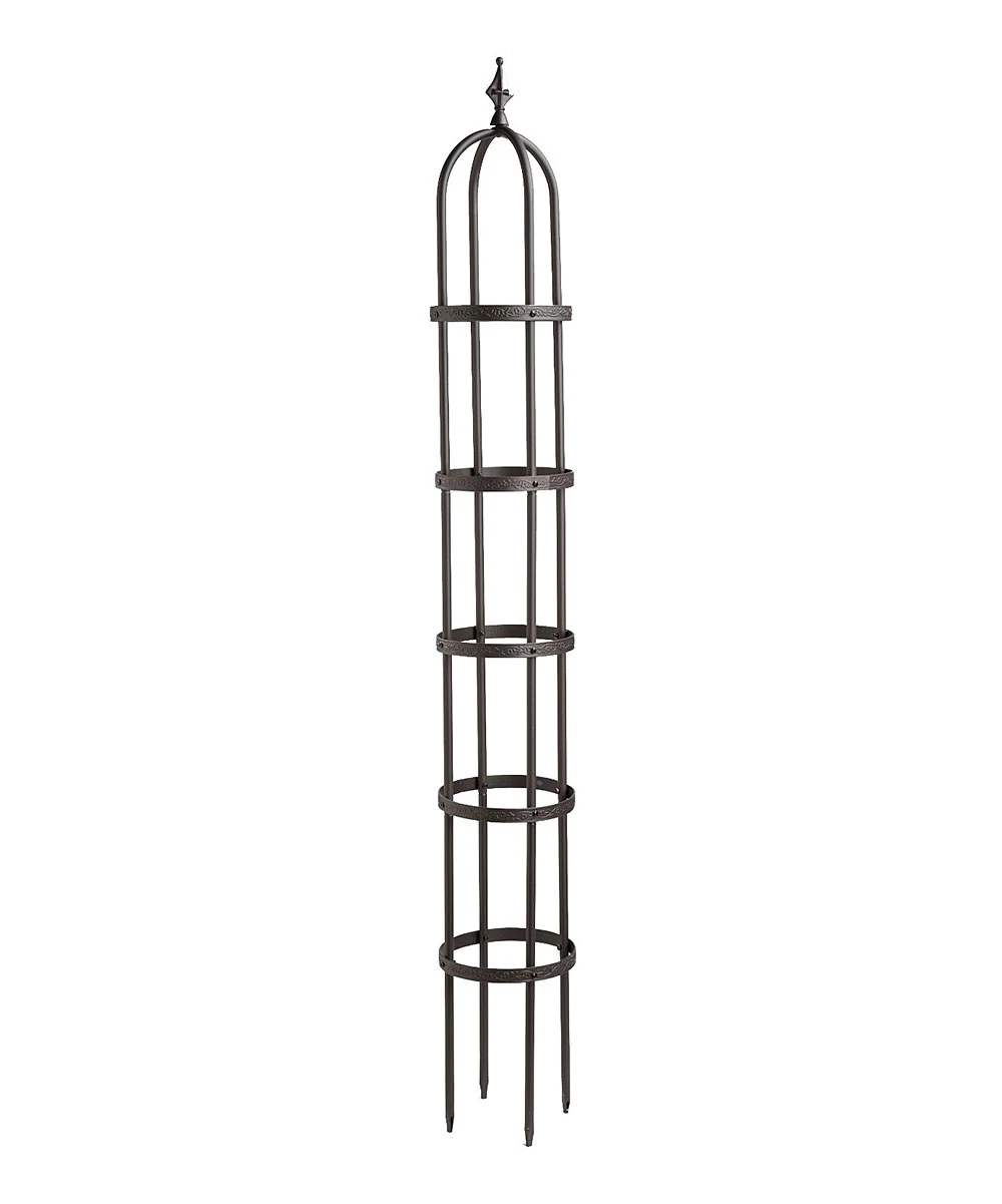 Bronzetone Powder-coated Steel 8' Garden Obelisk Trellis For Climbing Plants