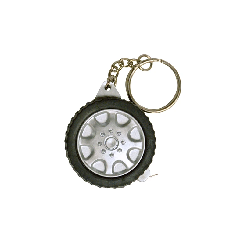 Plastic Black Tire Key Chain With Measuring Tape - Model 50-key0041