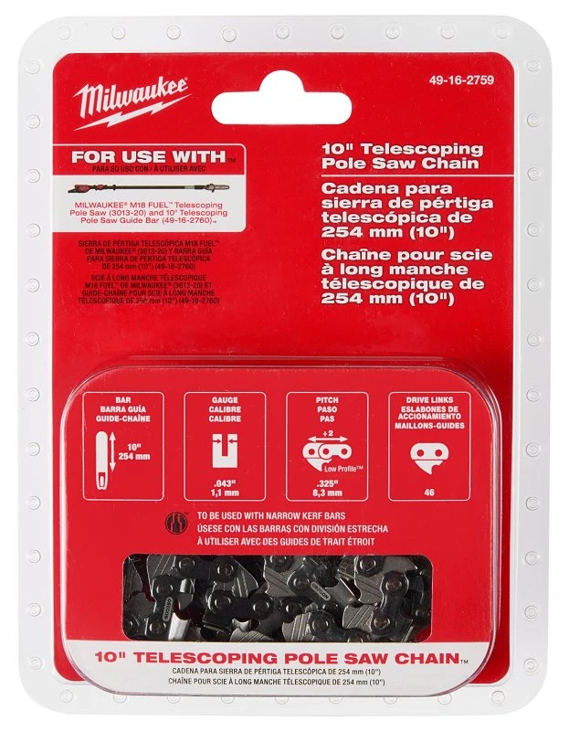 M18 49-16-2759 Telescoping Pole Saw Chain, 10 Ft Length, 0.043 In Gauge