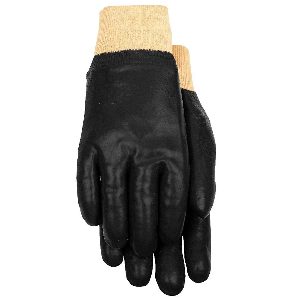 Pvc Dipped Work Glove, Black, Durable And Comfortable