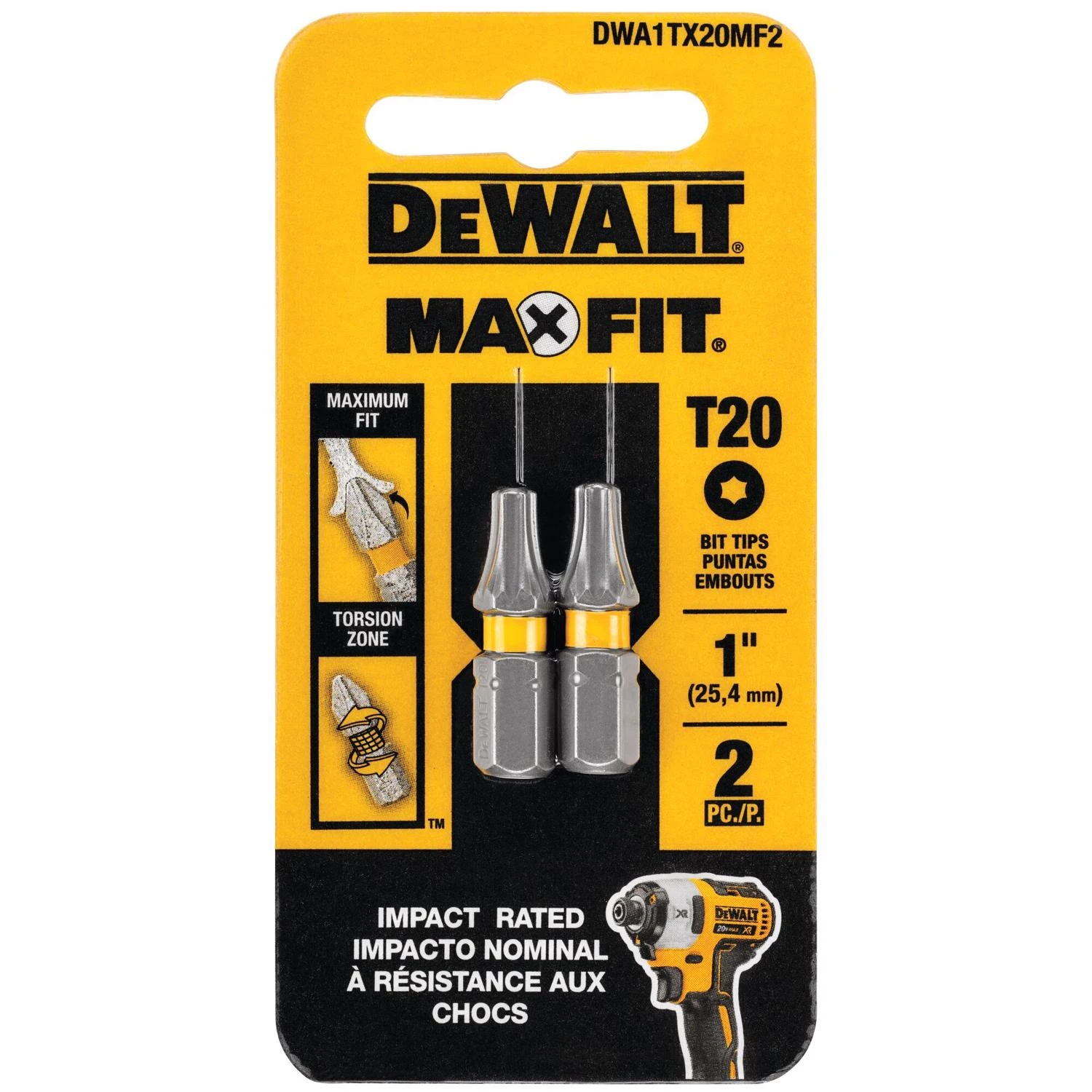 Max Fit Torx #20 X 1 In. L Screwdriver Bit Set Steel 2 Pk - Dwa1tx20mf2