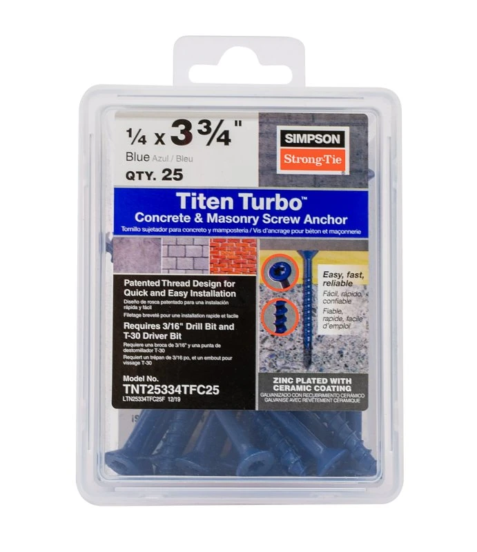 Titen Turbo Screw Anchor 1/4 X 3-3/4 Inches