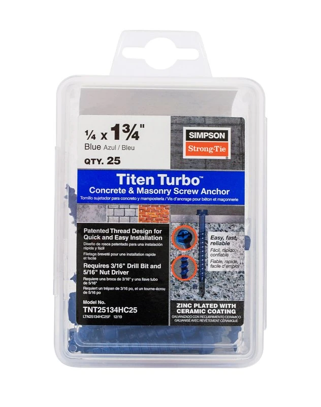 Titen Turbo Screw Anchor 1/4 X 1-3/4 Inch Hex Head