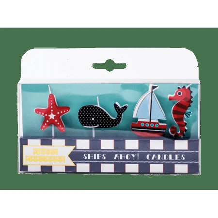 Decal Birthday Candle Set - Ships Ahoy, 2 Sets For Celebrations