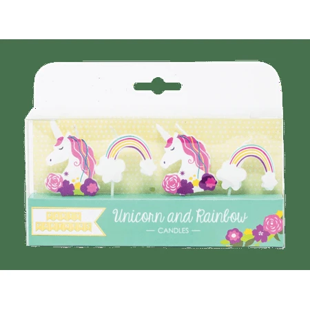 Decal Candle Set Rainbow And Unicorn, Two Decorative Sets For Home Decor