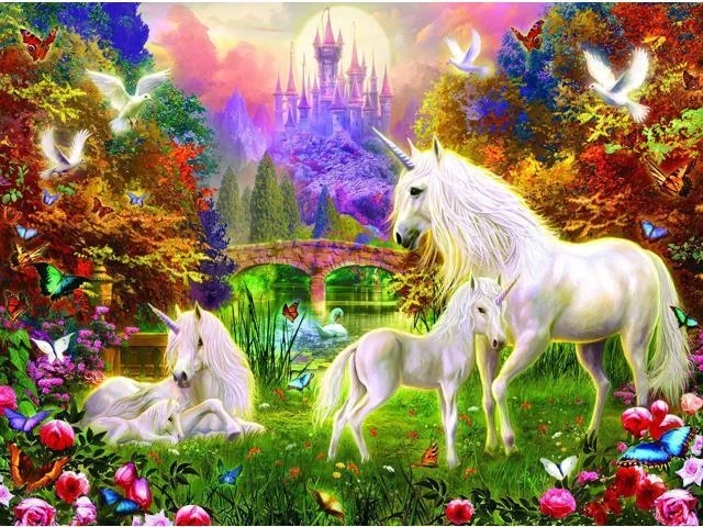Castle Unicorns 300 Piece Jigsaw Puzzle By Sunsout - Colorful Fantasy Scene