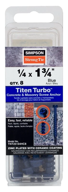 Titen Turbo Screw Anchor 1/4 X 1-3/4 Inch Hex Head