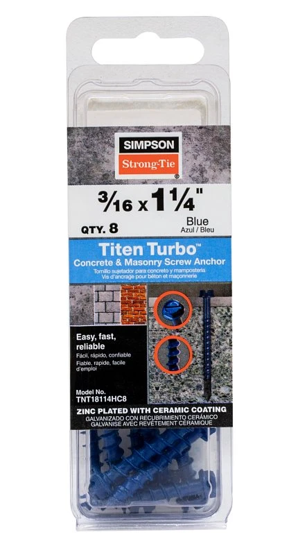 Titen Turbo Screw Anchor 3/16 X 1-1/4 Inch Hex Head