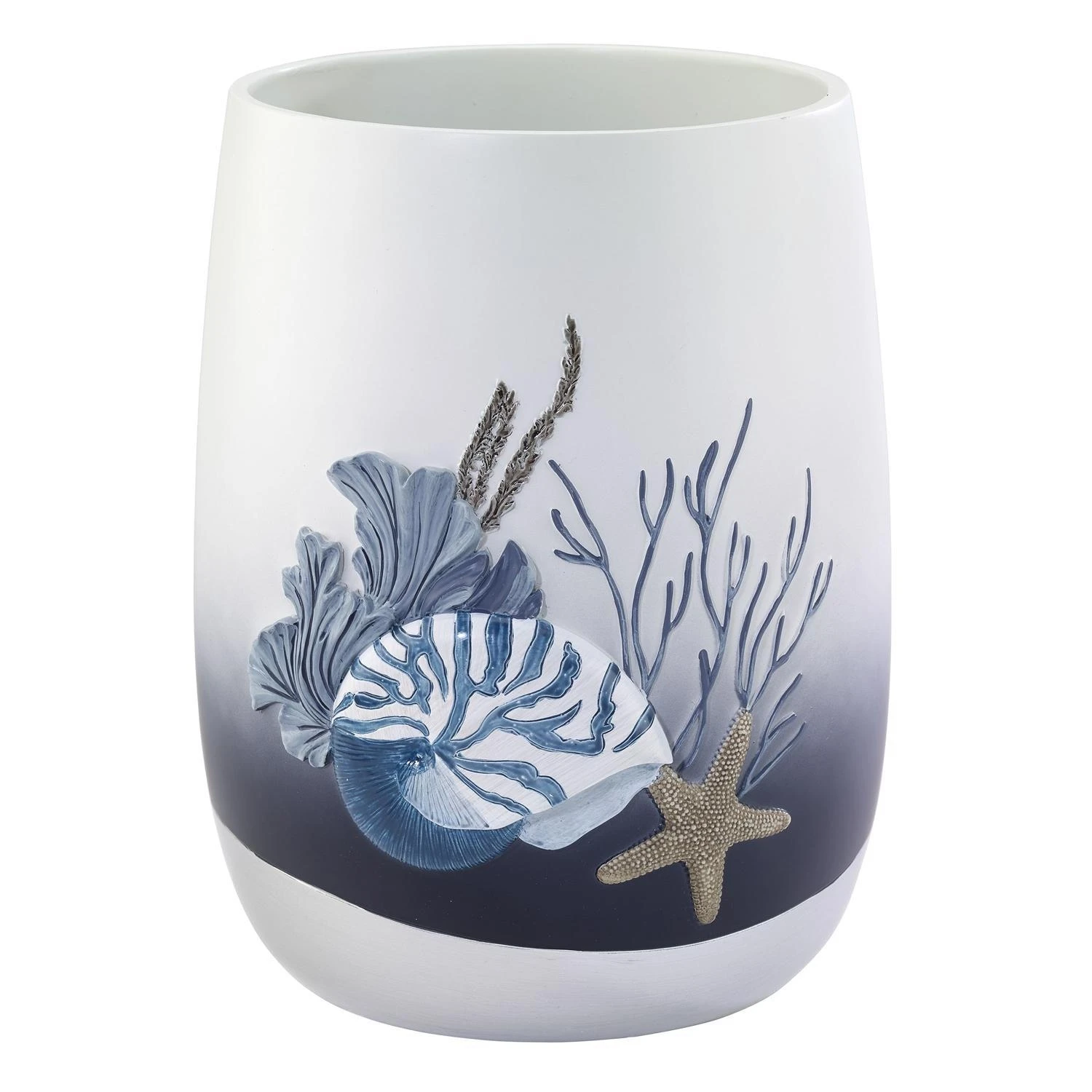 Avanti Linens Blue Lagoon 64 Oz Multicolored Resin Wastebasket With Starfish And Shells