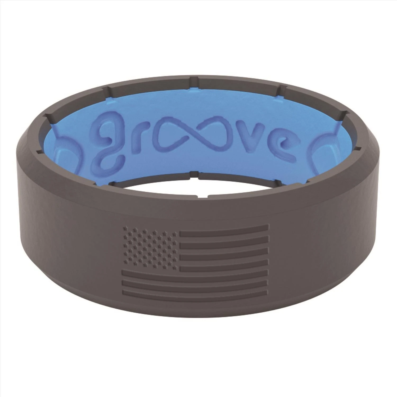 Groove Life Men's Round Blue/gray Silicone Ring Water Resistant Size 9