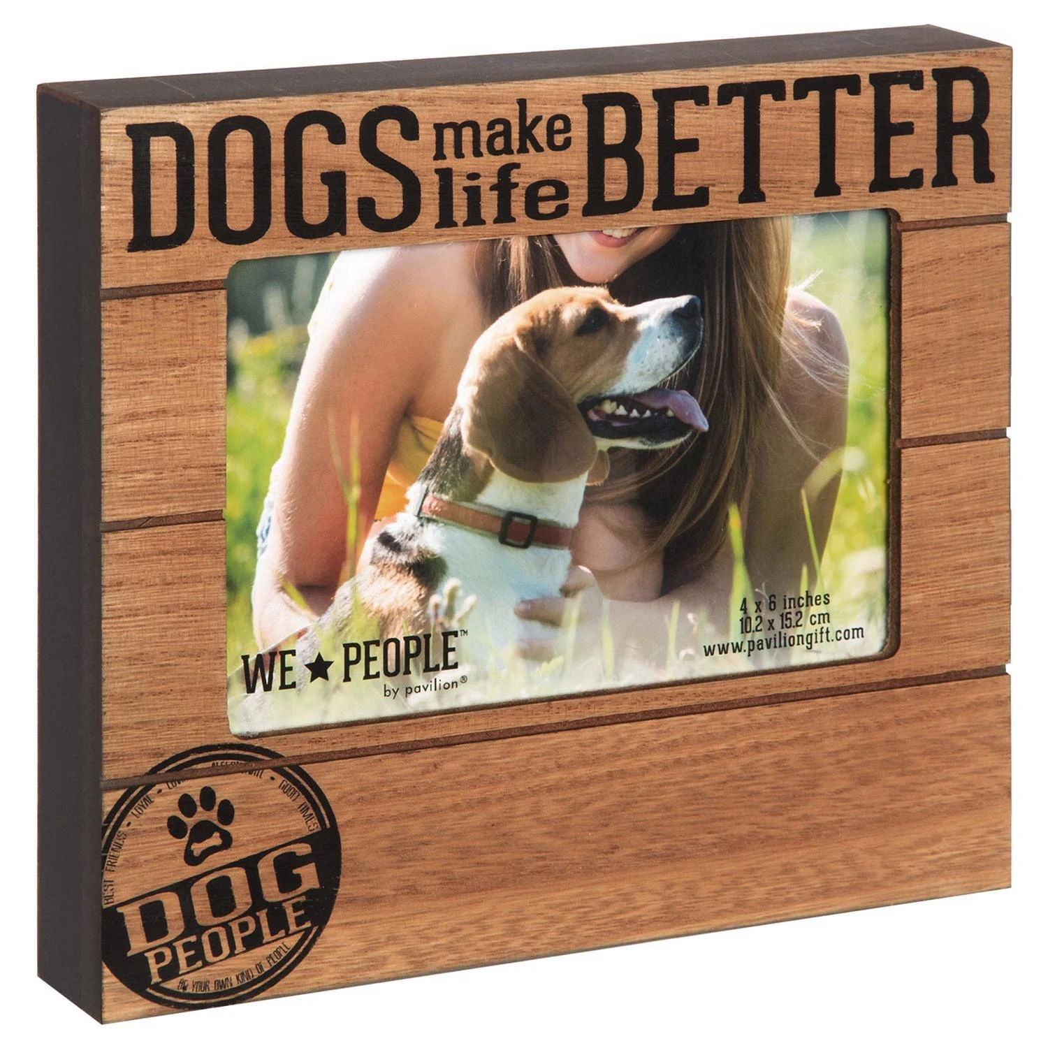 Pavilion Gift We People Dog People 4x6 Natural Brown/gray Wood Picture Frame