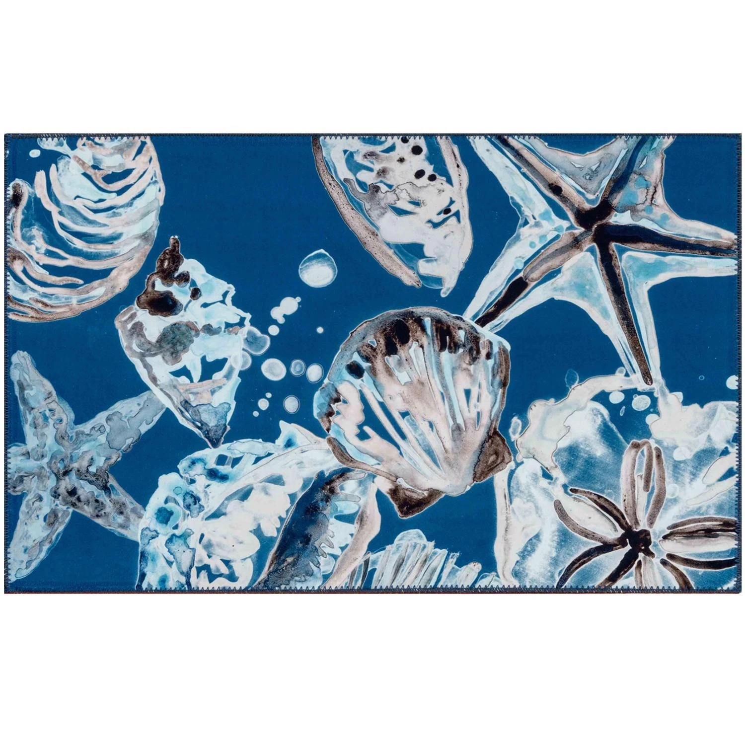 Olivia's Home 32 X 22 Multicolored Deep Sea Shells Polyester Rug
