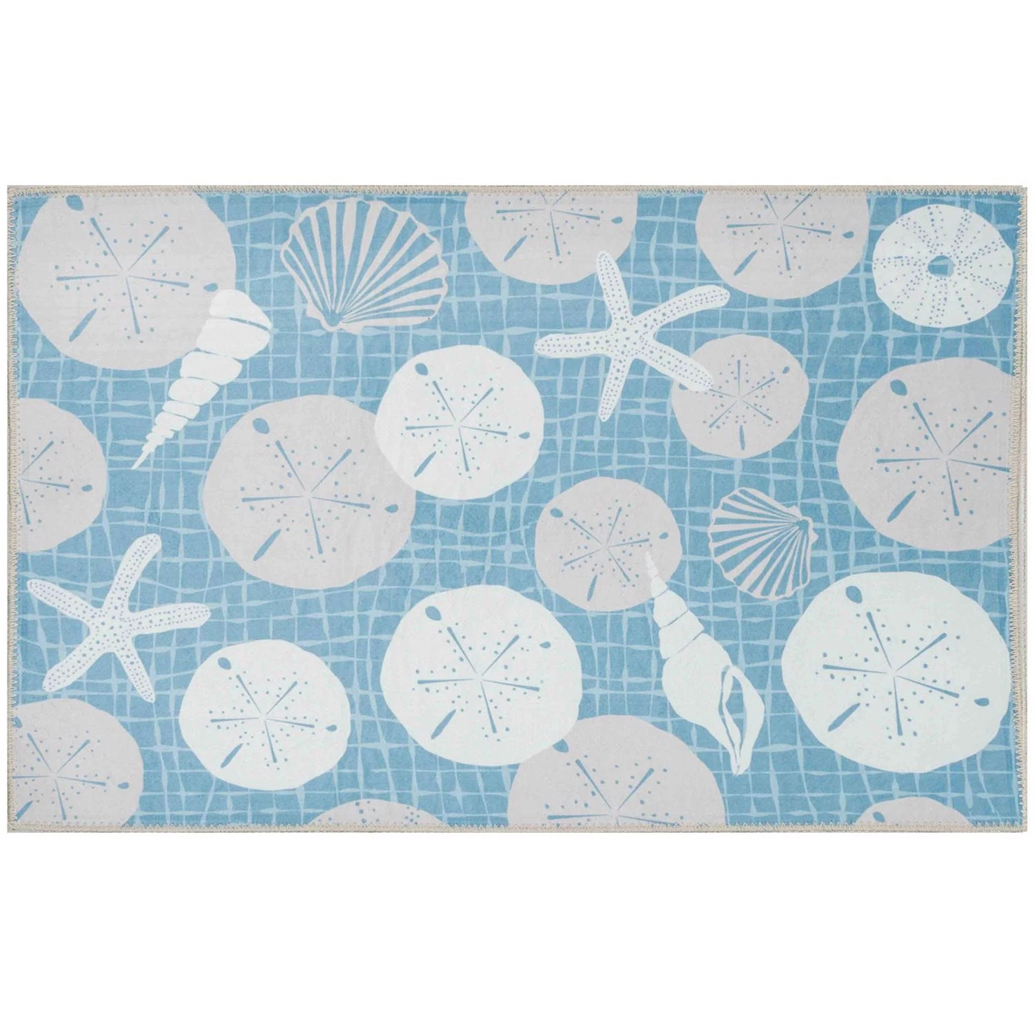 Olivia's Home 32 In. X 22 In. Multicolored Netted Sand Dollars Shells Polyester Rug