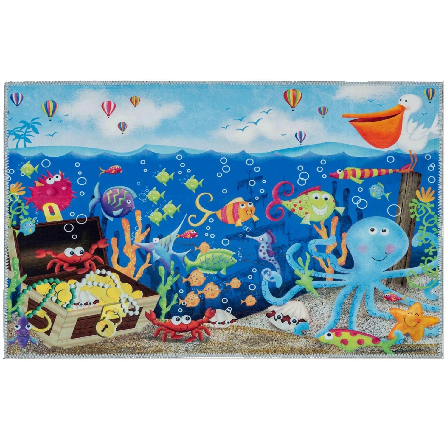Olivia's Home 32 X 22 Multicolored Under The Sea Polyester Rug