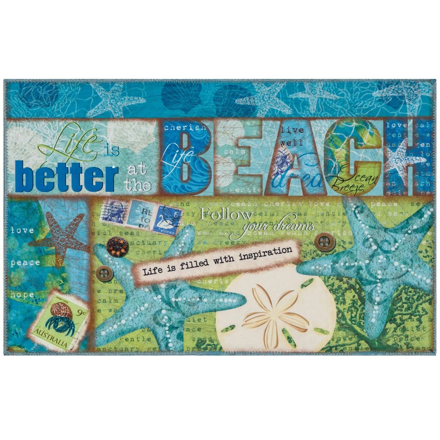Olivia's Home 32 X 22 Multicolored Polyester Beach Rug