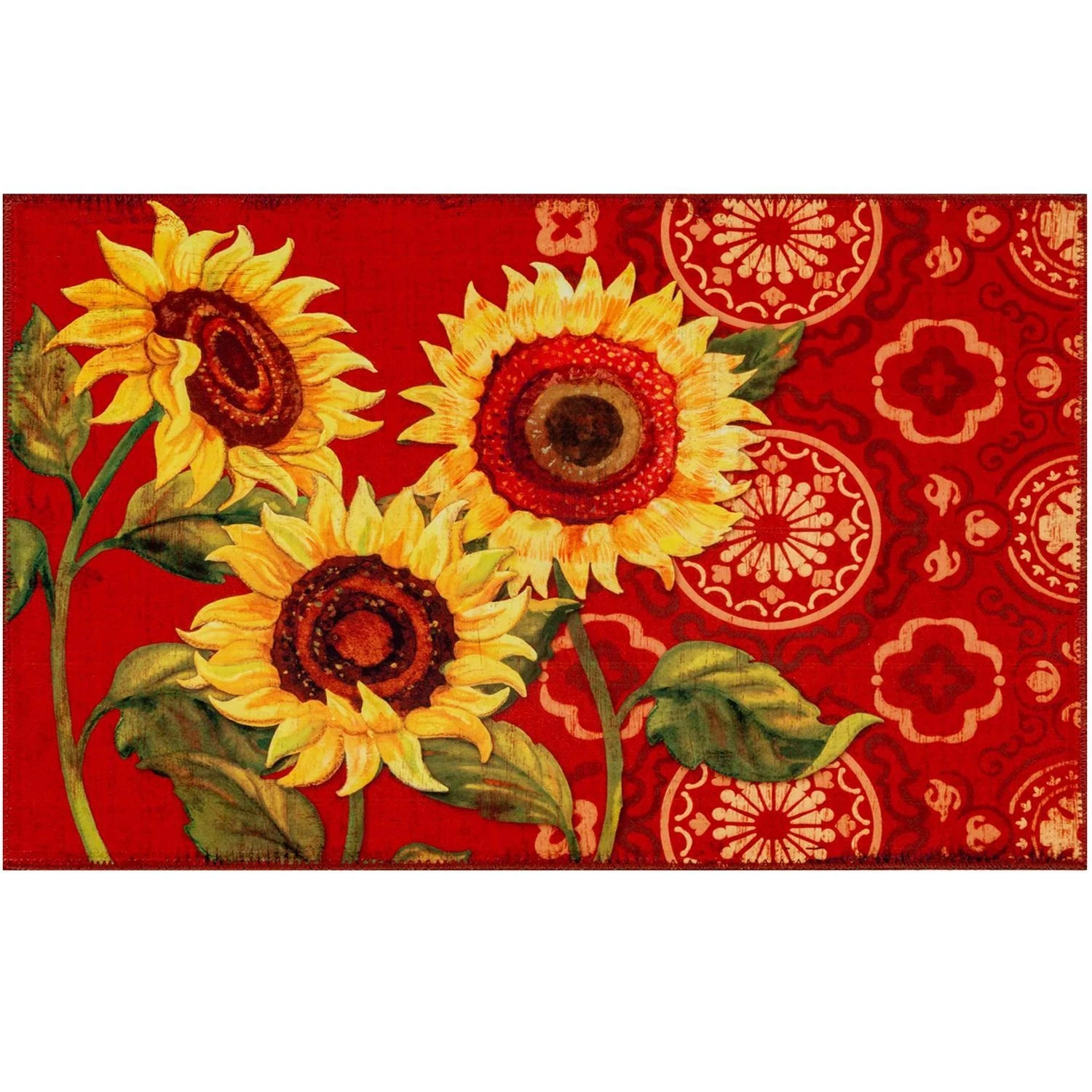Olivia's Home 32 X 22 Multicolored Sunflower Tile Polyester Rug