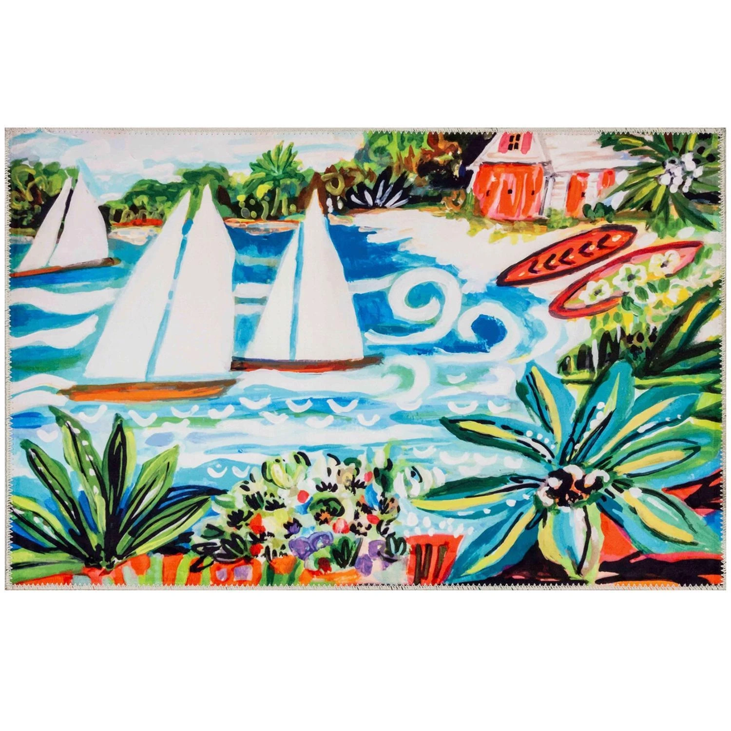 Olivia's Home 32 X 22 Multicolored Tropical Hideaway Polyester Rug
