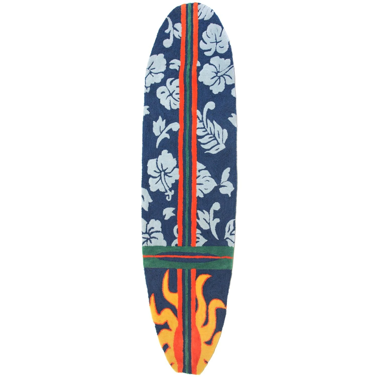 Homefires 72 In L X 20 In W Multicolored Surfboard Hawaiian Navy Accent Rug