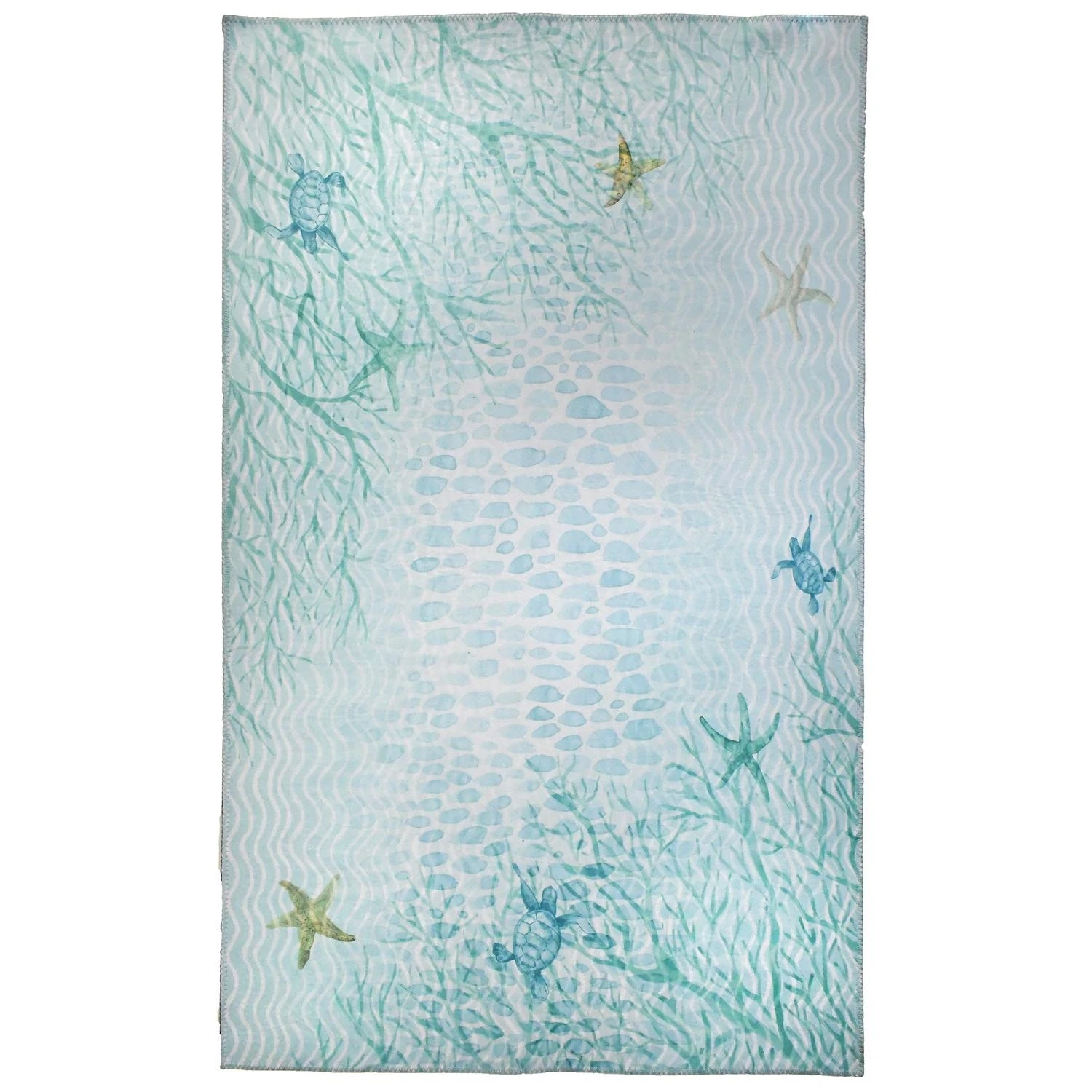 Homefires 60' X 36' Sea Foam Coral Aqua Accent Rug By Sherri Buck Baldwin