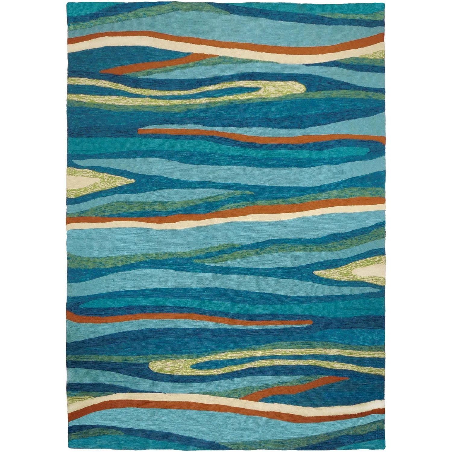 Homefires 5 Ft. L X 3 Ft. W Multicolored Ocean Waves Accent Rug