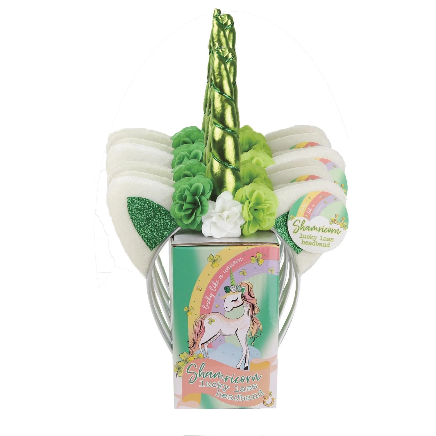 Dm Merchandising St. Patrick's Day Unicorn Headband With Clover Rosettes