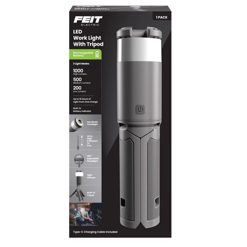 Feit 1000 Lumens Led Rechargeable Tripod Work Light With Tripod