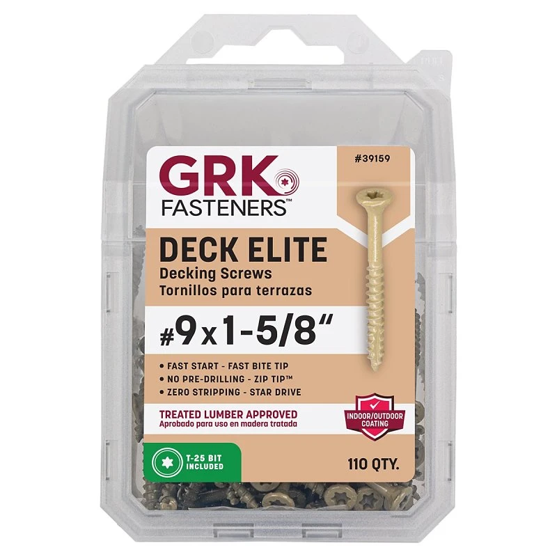 Grk Deck Elite #9 X 1-5/8 Inch Star Drive Bugle Head Deck Screws 110 Count