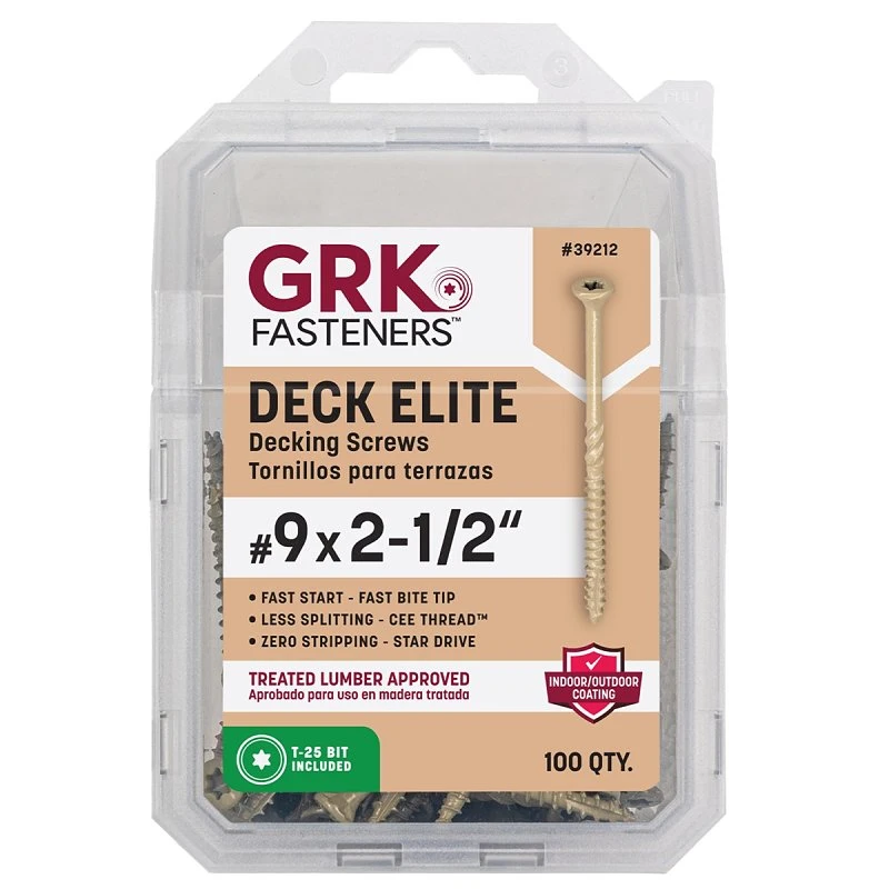 Grk Deck Elite #9 X 2-1/2 Inch Star Drive Bugle Head Deck Screws 100 Count