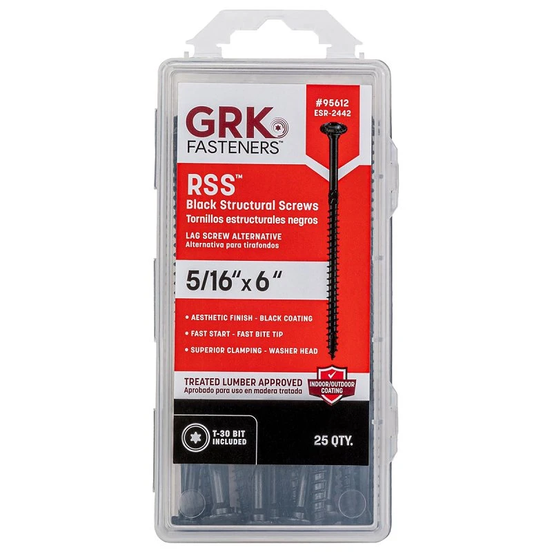 Grk Rss 5/16 In. X 6 In. Black Star Drive Structural Screws 25 Count